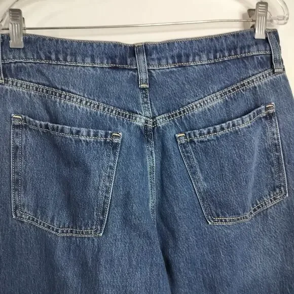 5105) Old Navy 10 Tall Hi Rise Baggy Wide Leg Drapey Denim Mediums Wash - Picture 6 of 9